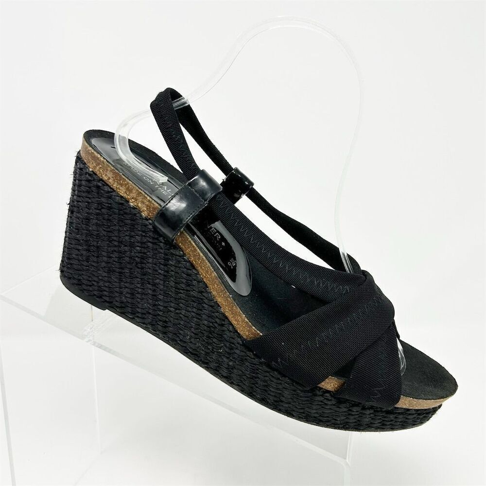 Donald J Pliner Women's Black Slingback Wedge Sandals Size 9.5 Casual Summer